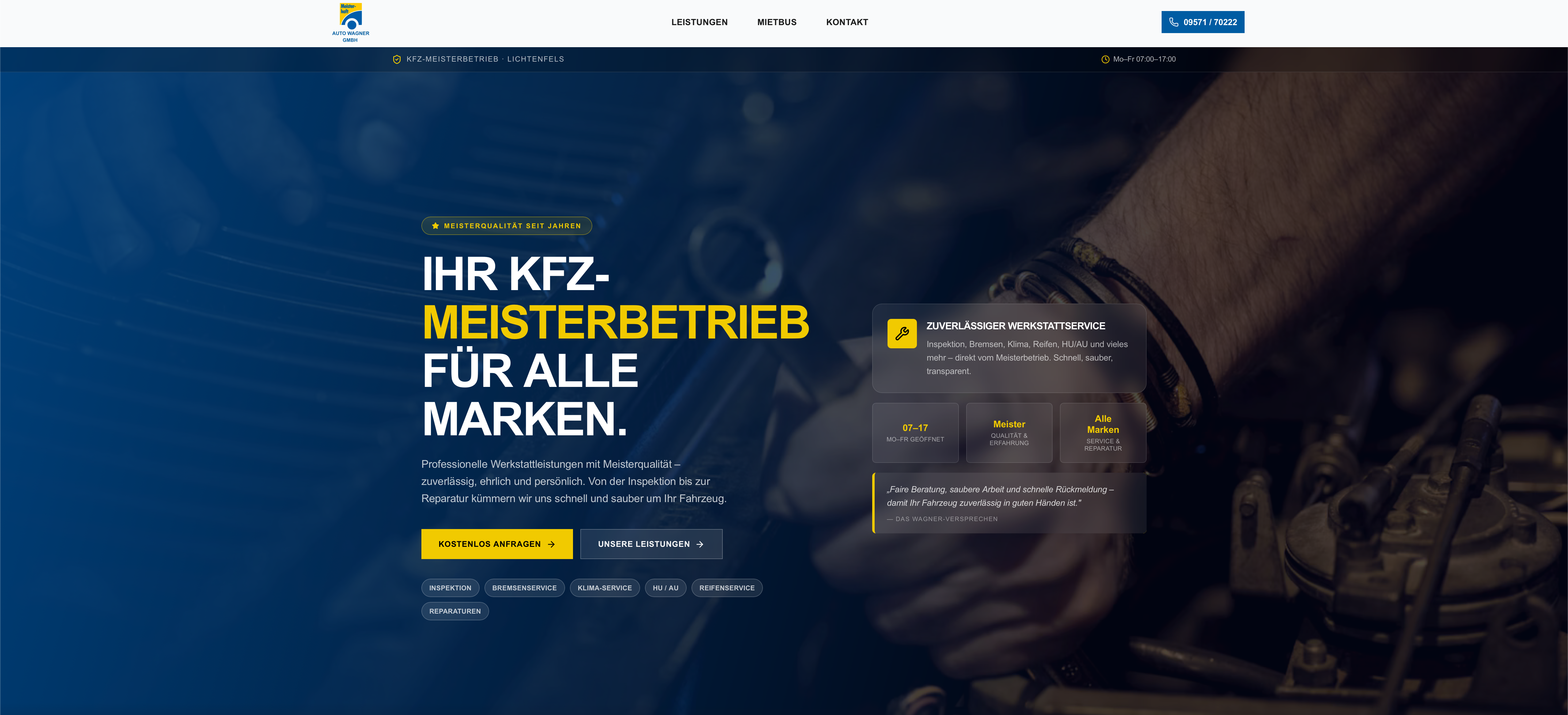 Website Kfz-Werkstatt Auto Wagner GmbH